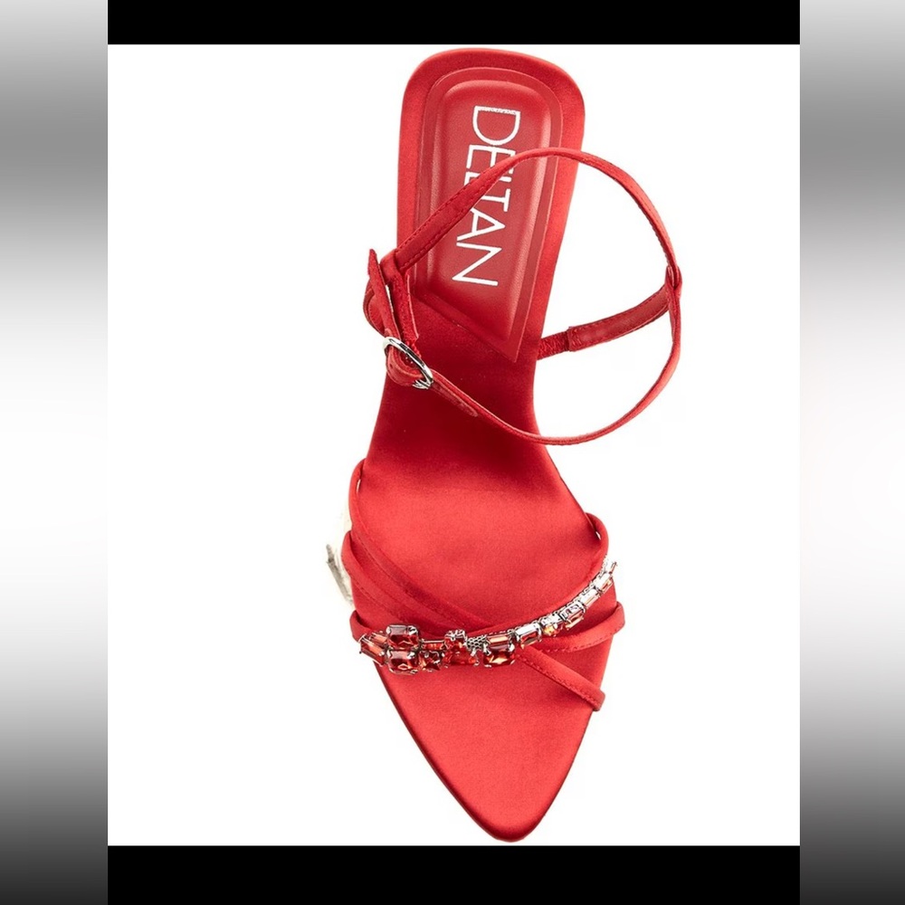 DELTAN ARIA SATIN JEWEL ORNAMENT DRESS SANDALS
